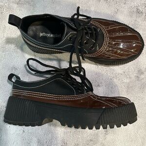Jeffrey Campbell 9.5 Mallard Duck Women’s Black and Brown Platform Shoes